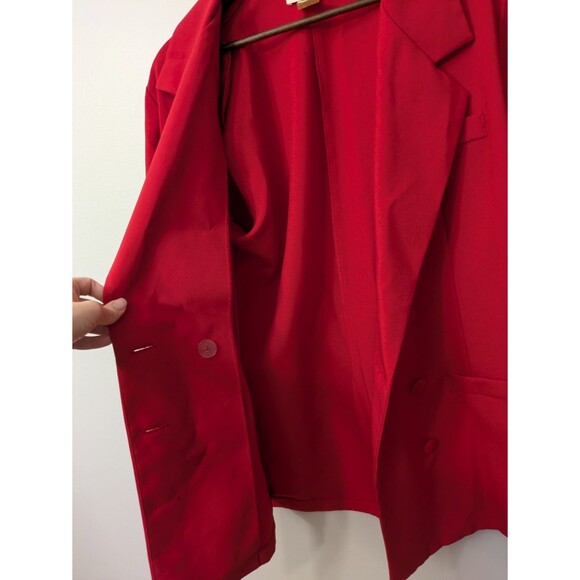 Roamans Womens Blazer Size 16 Red Double Breasted Career Vtg 90s Classic - Picture 3 of 9